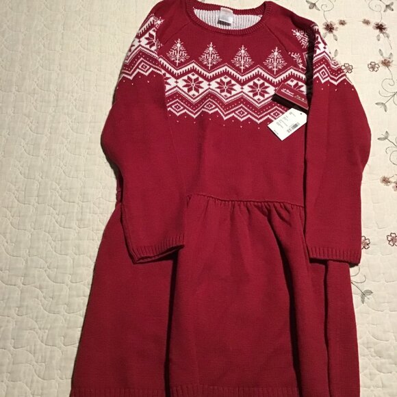 New Gymboree Size 12 Red Holiday Fairisle Sweater Dress--Red and White - Picture 1 of 2